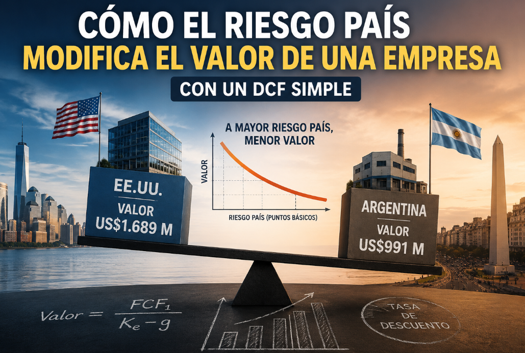 Cómo el riesgo país modifica el valor de una empresa DCF