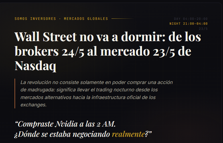 Wall Street no va a dormir: de los brokers 24/5 al 23/5 de Nasdaq